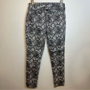Seven 7 Womens Jeans Snakeskin Sz 10 Tummyless High Rise Skinny Gray White Black
